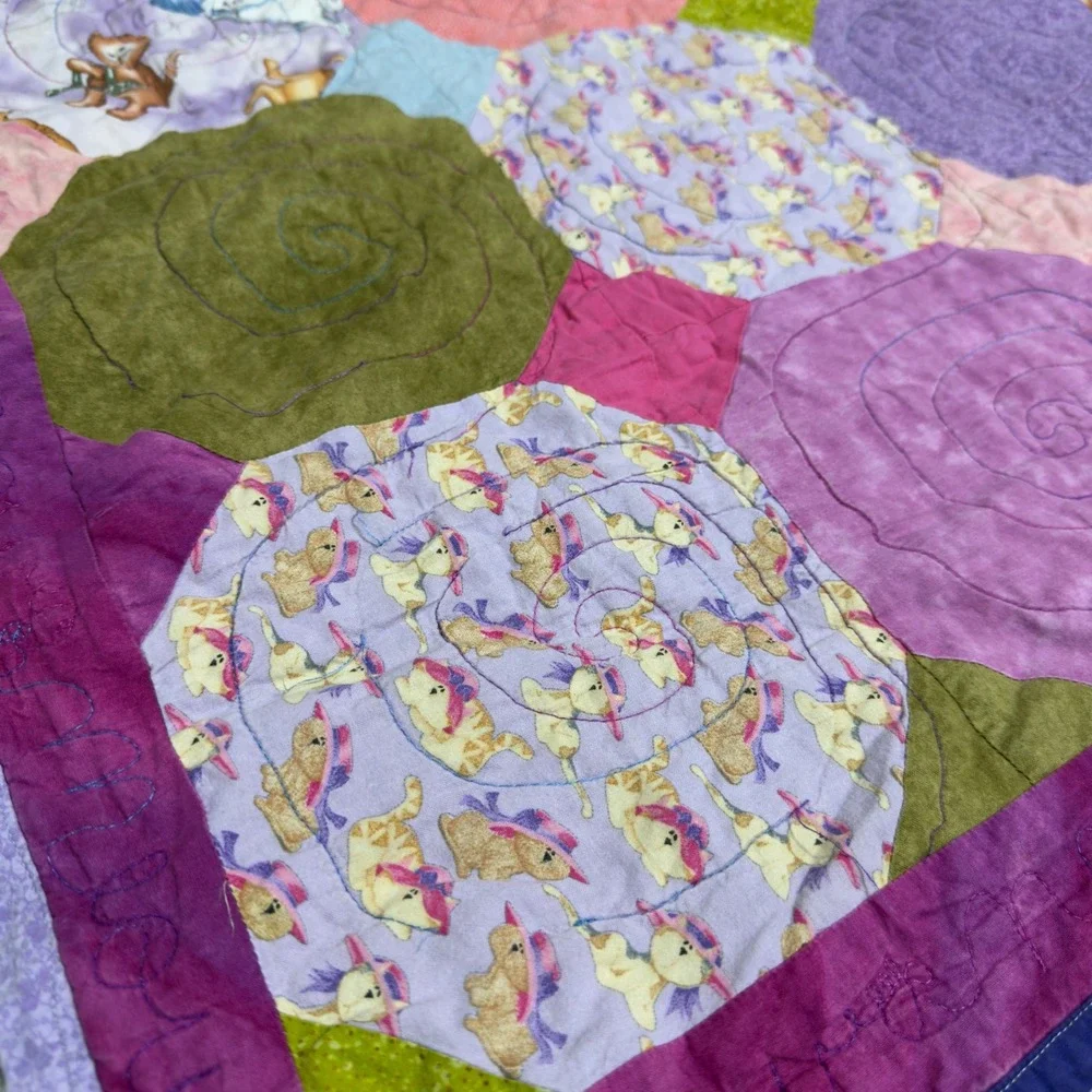 Denton Quilt‎ Guild  Cat Lady Cotton Patchwork Purple Cat Print Makeup Purses